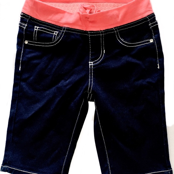 Girls denim elastic waist long denim shorts - Picture 3 of 5